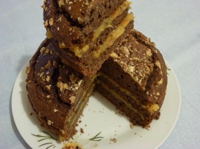 Torta di castagne, cacao, nocciole e cachi (senza grassi)