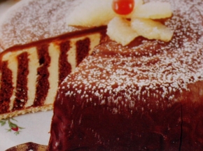 Torta variegata ricoperta di cioccolato