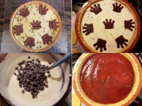 Crostata con marmellata di fragole, ricotta e gocce di cioccolato