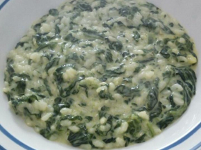 Risotto con panna e spinaci