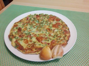 Frittata con piselli e pancetta