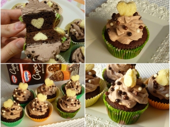 Cupcakes al cioccolato con cuore a sorpresa