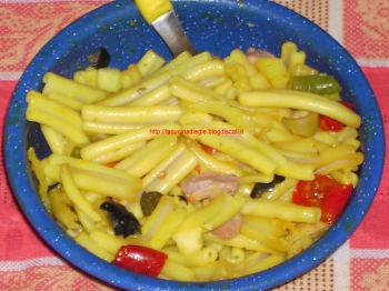 pasta fredda con curcuma melone e verdure
