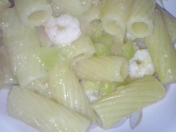 Rigatoni con zucchina e gamberetti