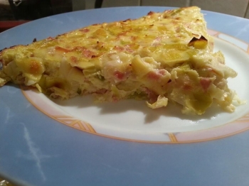 Frittata al forno porri e prosciutto cotto