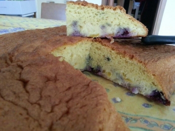 Torta alle pesche e mirtilli