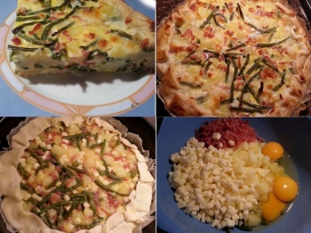 Torta salata patate, fagiolini e speck