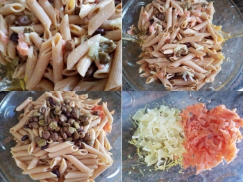 pasta fredda con salmone, limone ed olive taggiasche