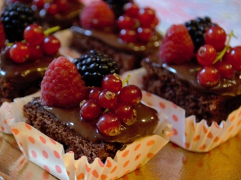 Mignon di torta al cioccolato con frutti di bosco