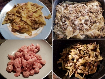 Pennoni carciofi, salsiccia e scamorza al forno