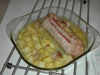 polpettone ripieno con patate bacon