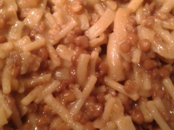 Pasta e lenticchie con pancetta