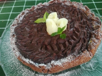 Torta ricotta, pere e cioccolato