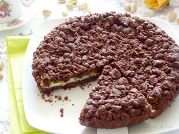 SBRICIOLATA AL CACAO CON DOPPIA CREMA DI PISTACCHIO E DI RICOTTA