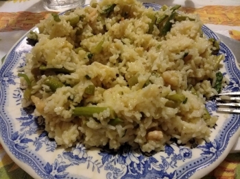 Riso con asparagi e gamberetti