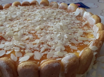 torta gelato alle pesche sciroppate