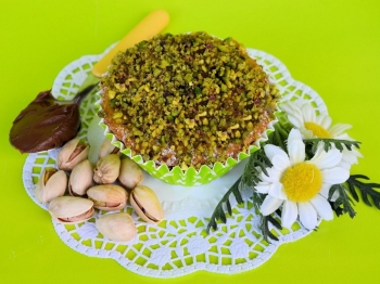 Muffin ai pistacchi con cuore nutelloso