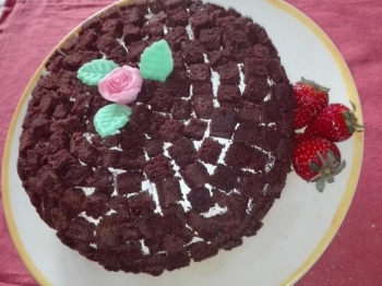 Torta mimosa al cioccolato e fragole