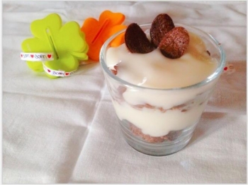 Tiramisù di riso con croccante al cioccolato