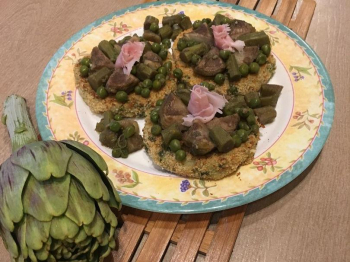 Hamburger di Patate con Piselli e Carciofi