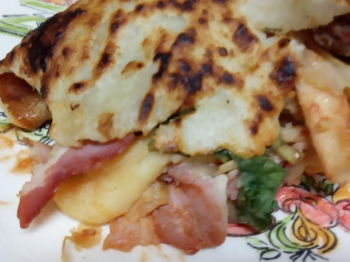 Crepes con bacon e rucola