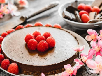 Bavarese al cioccolato fondente con croccante al wafer