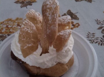 Cigni di pasta coux con crema chantilly e panna