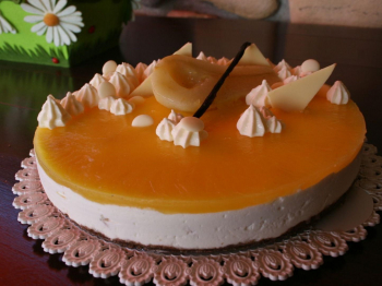 Cheesecake ricotta e pere con gelèe al limone