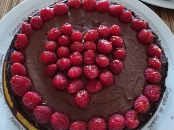 Torta cioccolato e lamponi