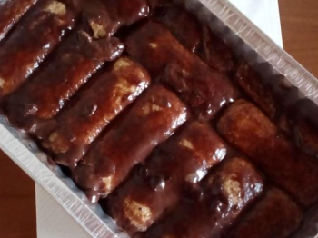 mattonella pavesini con budino al cioccolato con latte alle mandorle