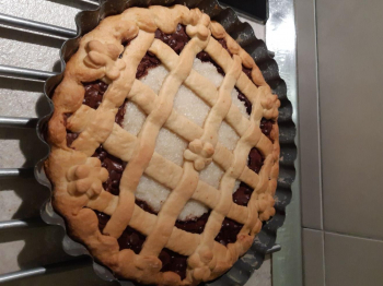 Crostata con crema alla nutella e crema al latte