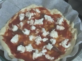 Pizza margherita con alici