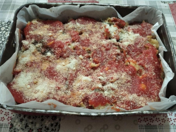 Parmigiana di melanzane con mozzarella