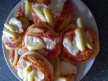 pizzette allo yogurt con patatine