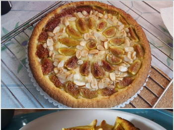 Crostata alla crema con fichi e mandorle