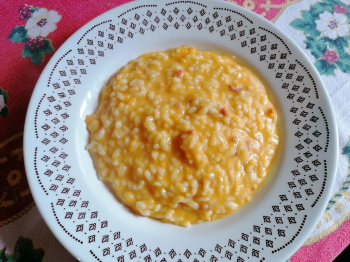 Risotto alla zucca, speck e stracchino