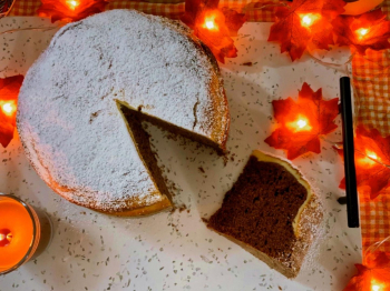 Torta con crema alla ricotta e cioccolato💛🧡