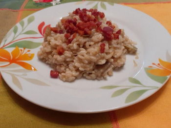 risotto ai carciofi e pancetta croccante