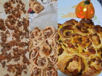 Girelle di zucca, funghi e salsiccia