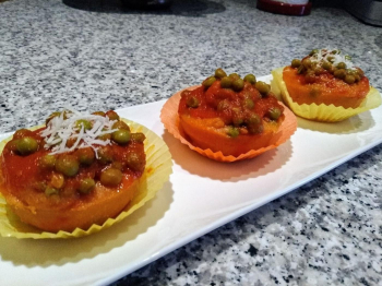 Muffin di polenta pisellini e n'duja