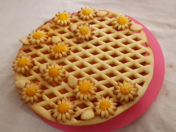 Crostata di frolla al cocco con ripieno morbido e gelee di miele
