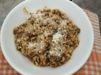 Riso con lenticchie e carne macinata