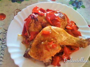 Cosce di pollo al forno con peperoni