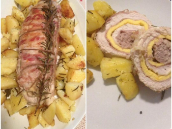 Rotolo di tacchino con patate al forno