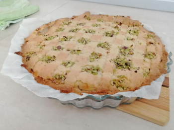 Crostata con ricotta pistacchi arancia