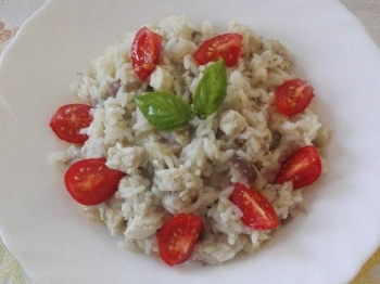 Risotto pesce spada e crema di melanzane