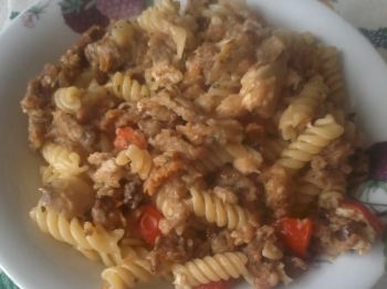 Pasta con pesce spada e melanzane