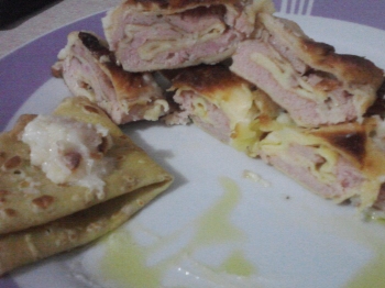 Girelle di crepe al prosciutto