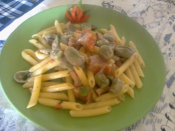 Pasta fave e pancetta