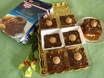 Bonèt con granella e caramellato